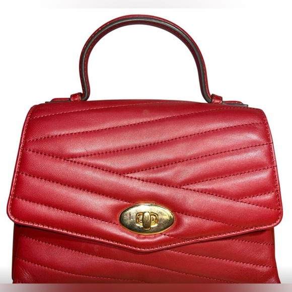 TORY BURCH Red Leather Chevron Quilted Kira Bag Repaired - Picture 1 of 16